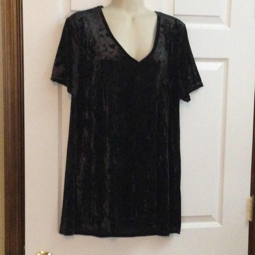 Spring & Mercer V Neck Velvet Top